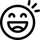 Icon showing a happy smiling face with rays indicating transparency and clarity